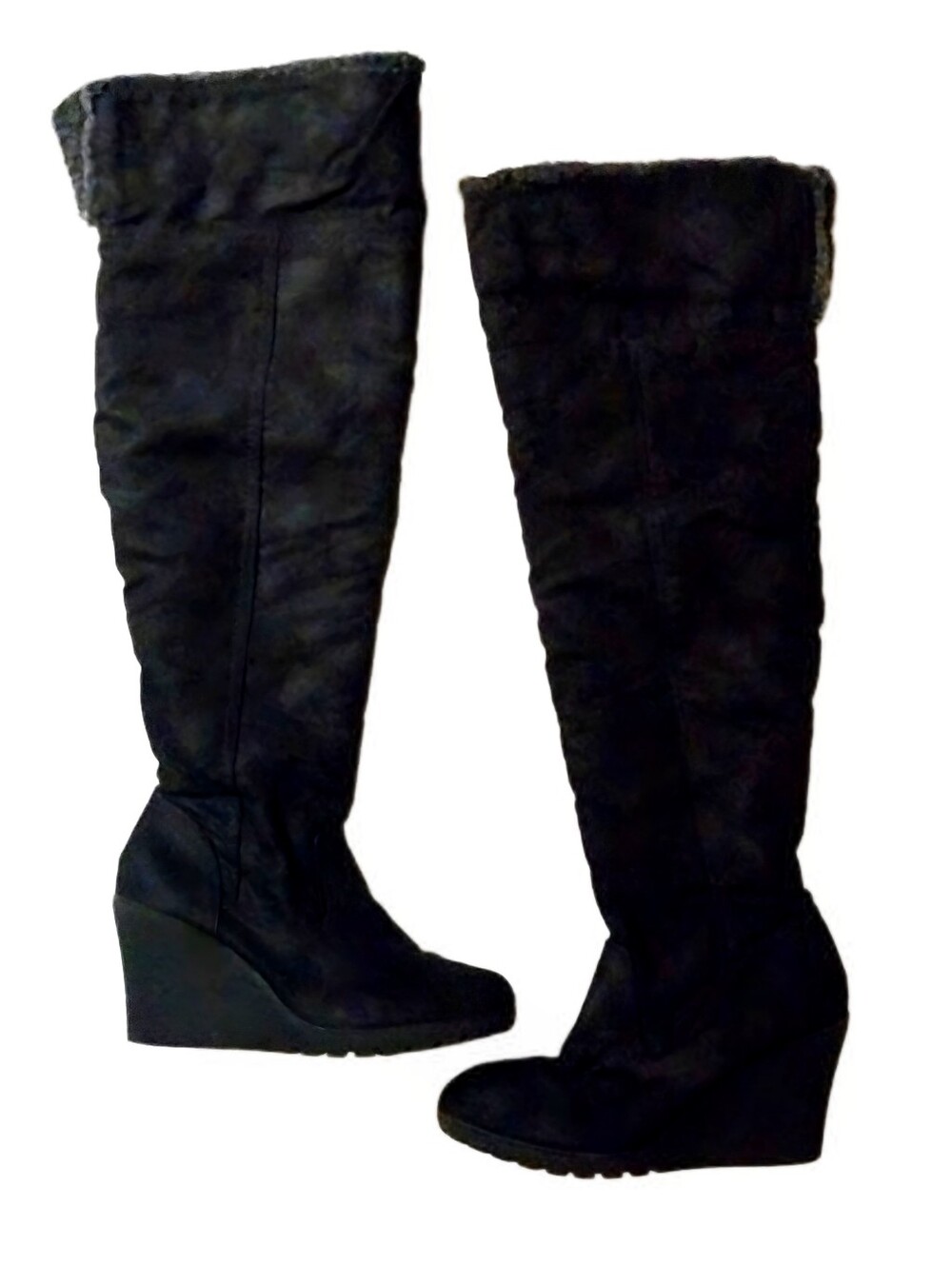 Call It Spring Black Knee-High/Over The Knee Wedge Boots Sz 6.5. Wear Two Ways.